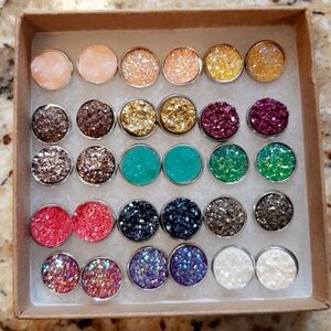 BOGO Multicolor Druzy Style Stud Earrings